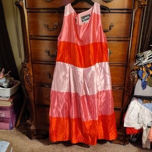 Ladies BMJ Studio/Especially Yours Red Colorblock Tiered Midi Dress Sz 16 W